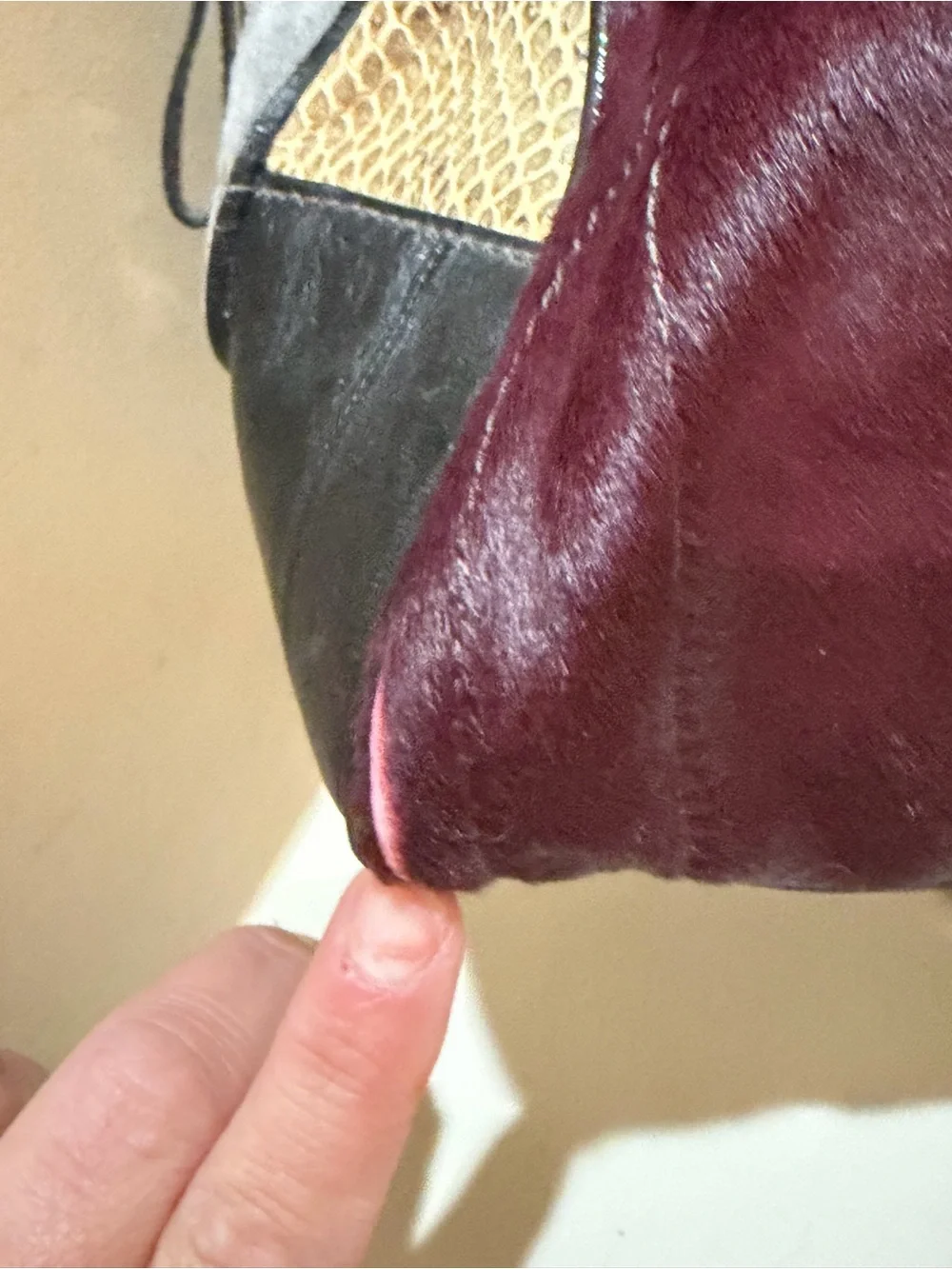 Dolce & Gabbana Burgundy Pony hair & Snakeskin with Grey Leather SUPER RARE